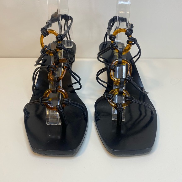 Cult Gaia  Ziba Kitten Heel Sandals heel black 38 8 tortoiseshell - Picture 2 of 9